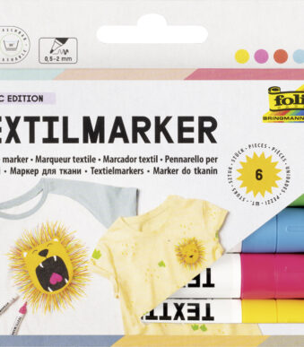 Textielstiften, gekleurd assortiment van 6 stuks