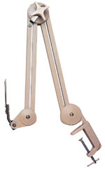 Zwenkarm met tafelklem, lichtgrijs.