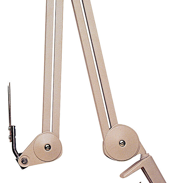 Zwenkarm met tafelklem, lichtgrijs.