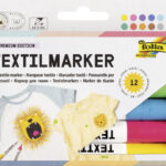 Textielstiften, set van 12, gemengde kleuren