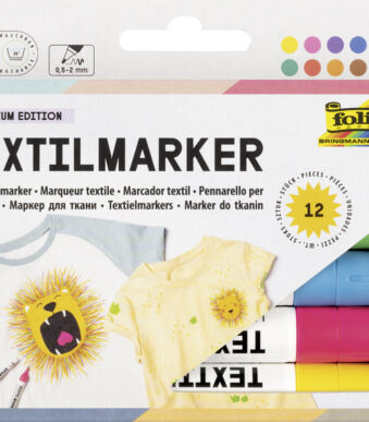 Textielstiften, set van 12, gemengde kleuren
