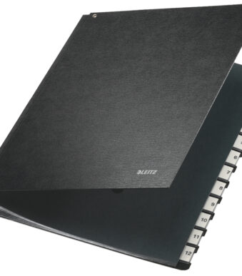 LEITZ pultordner/sorteerordner, A4, 1-12, 12 vakken, massief karton, zwart