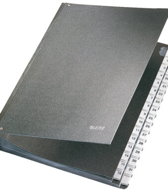 LEITZ pultordner/sorteerordner, A4, 1-31, 32 vakken, massief karton, zwart