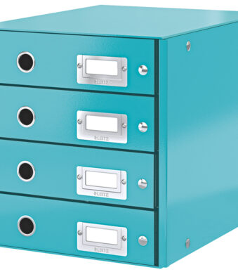LEITZ schuifladenbox Click en Store WOW, 4 lades, ijsblauw