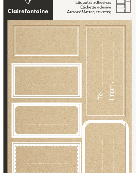 Clairefontaine rechthoekige kraft-stickers, wit