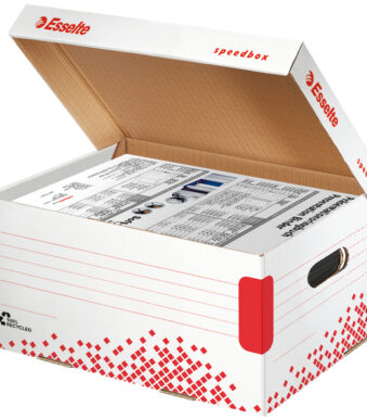 Esselte Archief-dekseldoos SPEEDBOX, DIN A4, wit/rood,