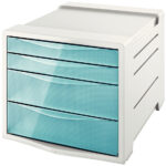 Esselte schuifladenbox Colour´Ice, 4 lades, blauw/lichtgrijs