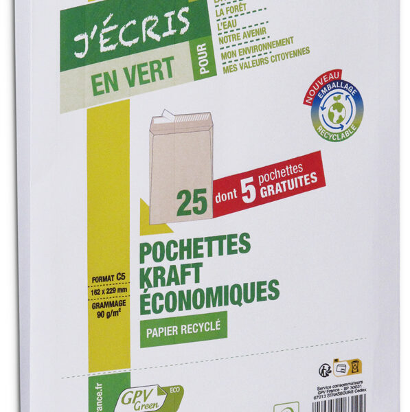 GPV akte-envelop Green ECO, C5, 16,2 x 22,9 cm, zelfklevend, bruin, zonder venster, 25 st.