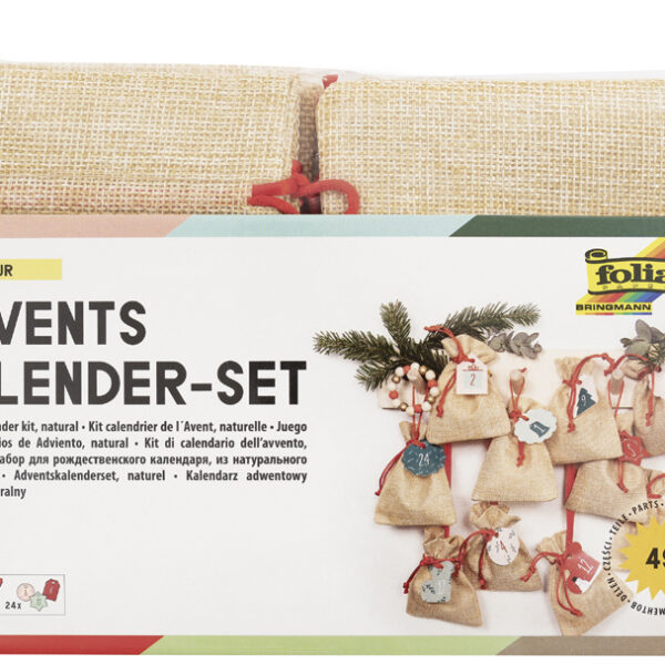 Jute kenmerkende adventskalender set, naturel