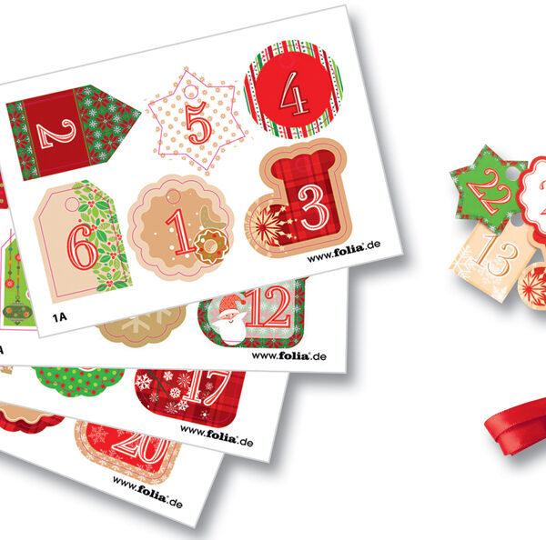 Jute kenmerkende adventskalender set, naturel