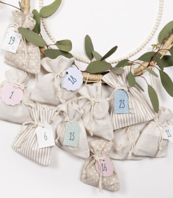 Adventskalender set basis, stofzak, 49-delig.