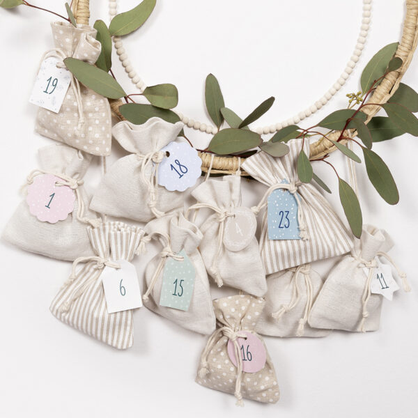 Adventskalender set basis, stofzak, 49-delig.