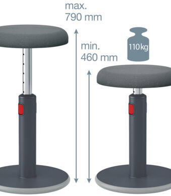 Leitz bureaustoel voor zitten en staan actieve ergonomie, grijs
