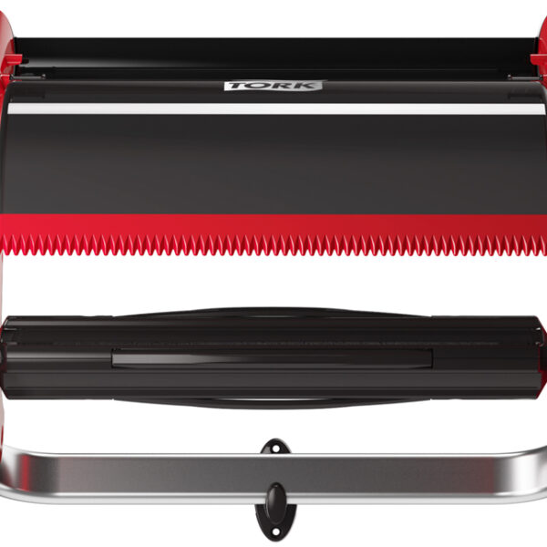 Tork muurbevestiging voor schoonmaakrollen, metaal/kunststof, rood.