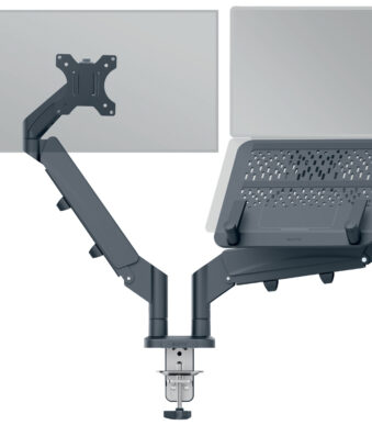 LEITZ monitorarm Ergo met notebookhouder, fluweelgrijs