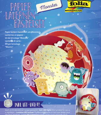 Knutselset papieren lampion 'Monsters', rood