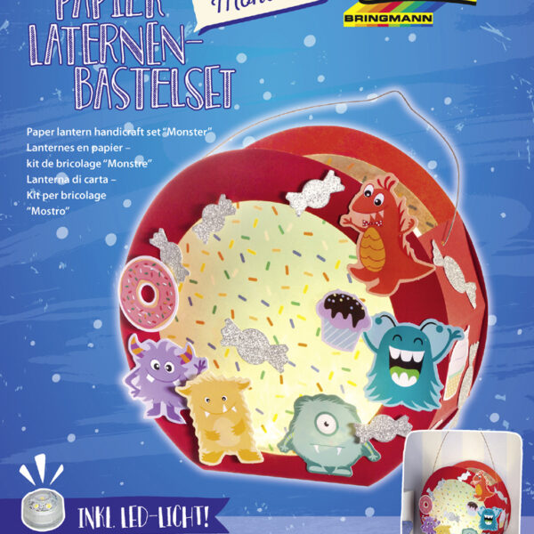 Knutselset papieren lampion 'Monsters', rood