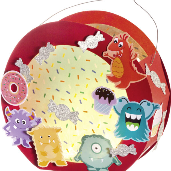 Knutselset papieren lampion 'Monsters', rood