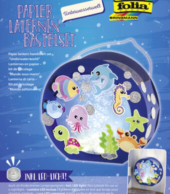 Lichtgevende papieren zeedieren knutselset, blauw