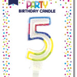 Glitterende cijferkaars nummer 5