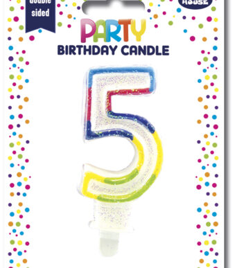Glitterende cijferkaars nummer 5