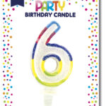 Clairefontaine glittergetal kaars '6'