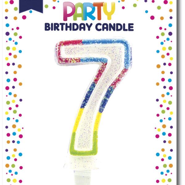 Glitterkaars cijfer 7