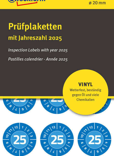 AVERY keuringsstickers, 2025, Vinyl, blauw, 20 mm