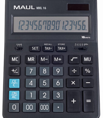 MAUL desktop rekenmachine MXL 16, 16-cijferig, zwart