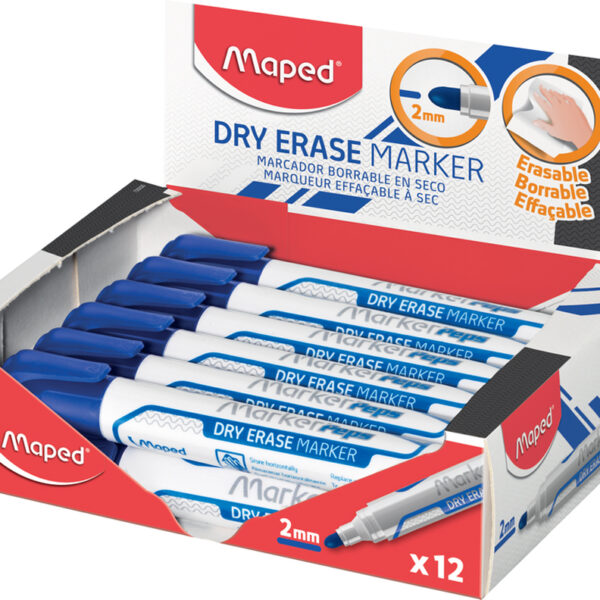 Maped whiteboard-marker Marker'Peps Jumbo, ronde punt, 2 mm, blauw, 12 stuks in display