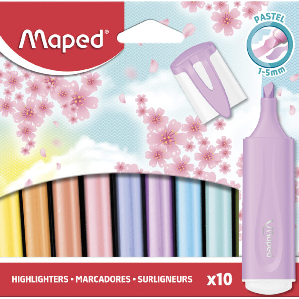 Maped tekstmarker FLUO'PEPS PASTEL, 10 stuks op blister