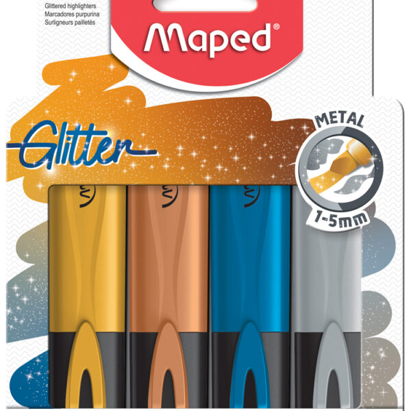 Maped tekstmarker GLITTER METAL, 4 stuks in doosje