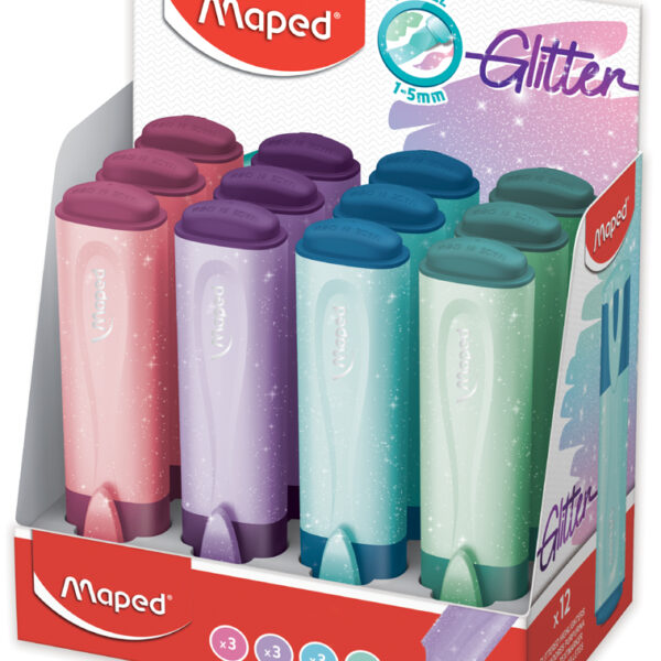 Maped tekstmarker FLUO'PEPS Glitter PASTEL, 12 stuks in display