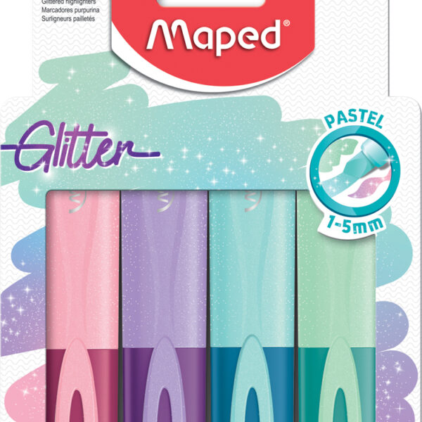 Maped tekstmarker Glitter PASTEL, 4 stuks in doosje