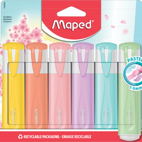Maped tekstmarker FLUO´PEPS PASTEL, 6 stuks op blister