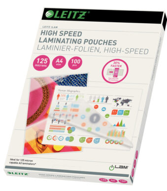 LEITZ lamineerhoes Speed, DIN A4, glanzend, 250 mic, 100 st.