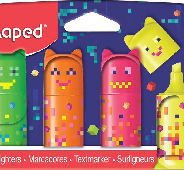 Maped tekstmarker Mini PIXEL PARTY, 4 stuks op blister