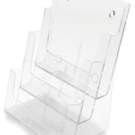 deflecto brochurehouder, DIN A4 staand, 3 vakken, glashelder