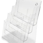 deflecto brochurehouder, DIN A4 staand, 4 vakken, glashelder