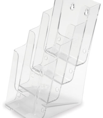 deflecto brochurehouder, 1/3 DIN A4 staand, 4 vakken, glashelder