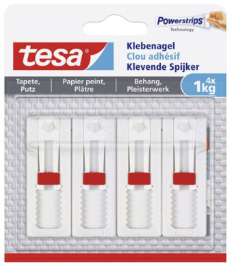 tesa Powerstrips zelfklevende spijker voor behang en stucwerk, 1,0 kg