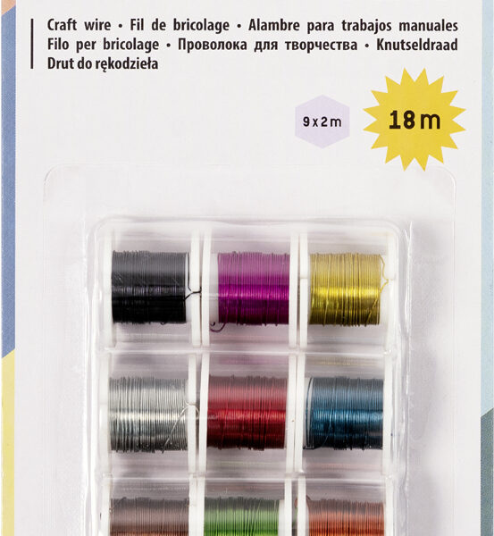 Kleurrijk assortiment draden voor hobbyhandwerken, 9 spoelen van 2 meter.
