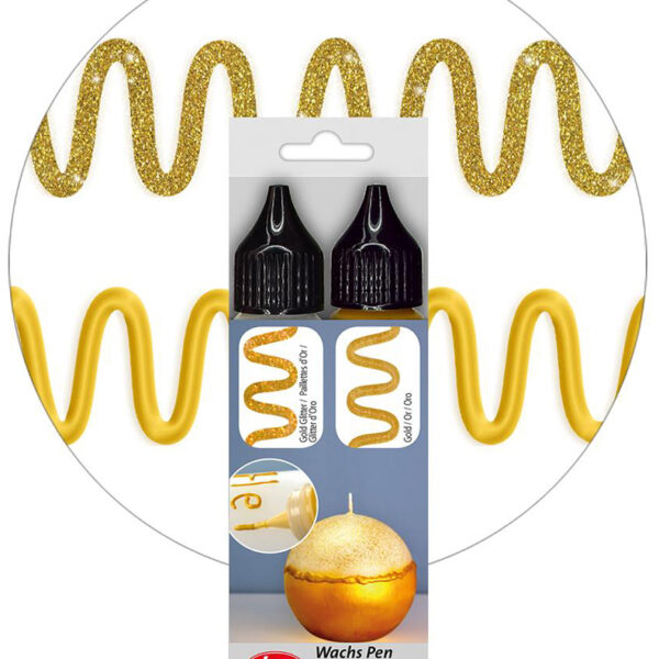 ViVA DECOR Candle waxpen (kaarsenpen), 28 ml, set van 2 goud