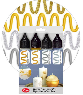 ViVA DECOR Candle waxpen (kaarsenpen), 28 ml, set van 4 zilver/goud