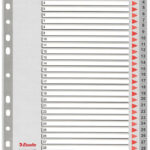 Esselte kunststof tabbladen, cijfers, A4, 1-31, grijs