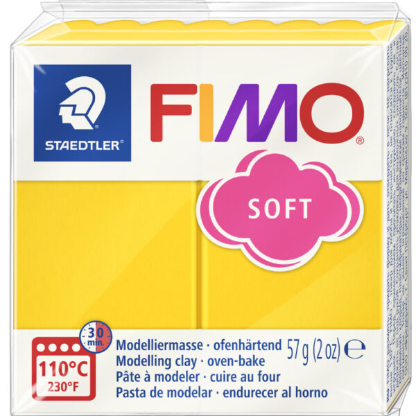 FIMO SOFT boetseerklei, ovenhardend, zonnegeel, 57 g