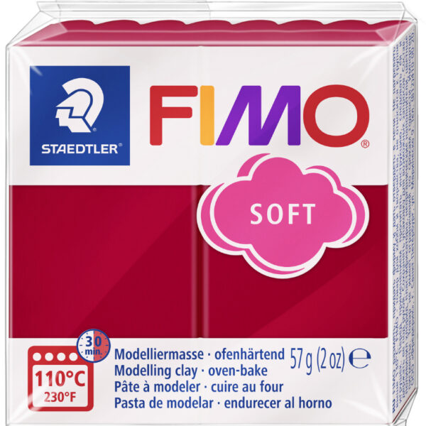 FIMO SOFT boetseerklei, ovenhardend, kersenrood, 57 g