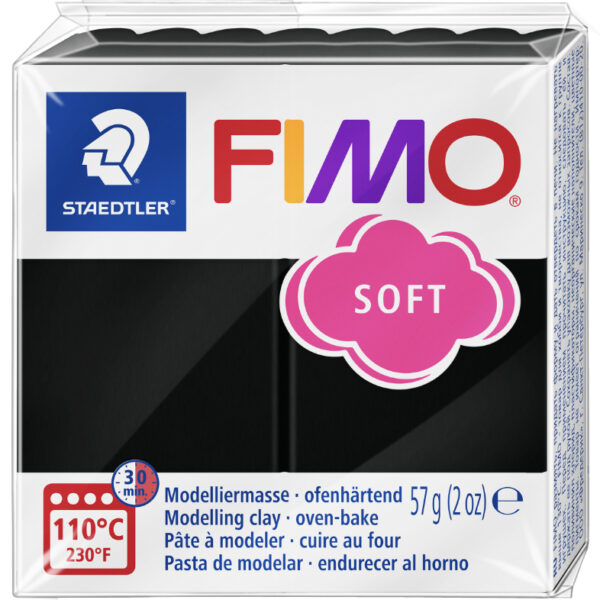FIMO SOFT boetseerklei, ovenhardend, zwart, 57 g