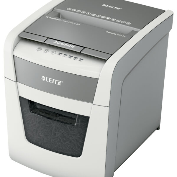 LEITZ papierversnipperaar / papiervernietiger IQ Autofeed Small Office 50 P4, snippers 4 x 28 mm, wi
