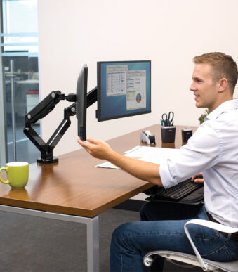 Fellowes TFT/LCD-dubbele-monitorarm Platinum, zwart